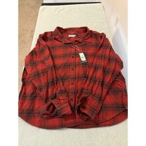 Alpine Design Women’s Flannel Button Up Mid weight Red Bison Plaid Size XL NWT